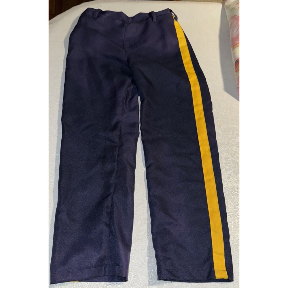 Spirit Dress Up Army Pants Boys Large PullOn Elastic Waist Play Navy Blue Yellow